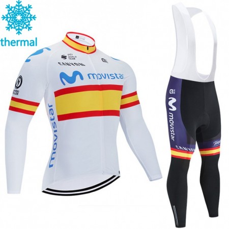 Tenue Maillot M/L + Collant à Bretelles 2020 Movistar Team Hiver Thermal Fleece N002